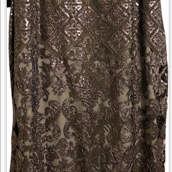 TADASHI SHOJI BERA SEQUIN EMBROIDERED DRESS Size 10 NWT Wedding Cocktail Silver - Picture 10 of 16